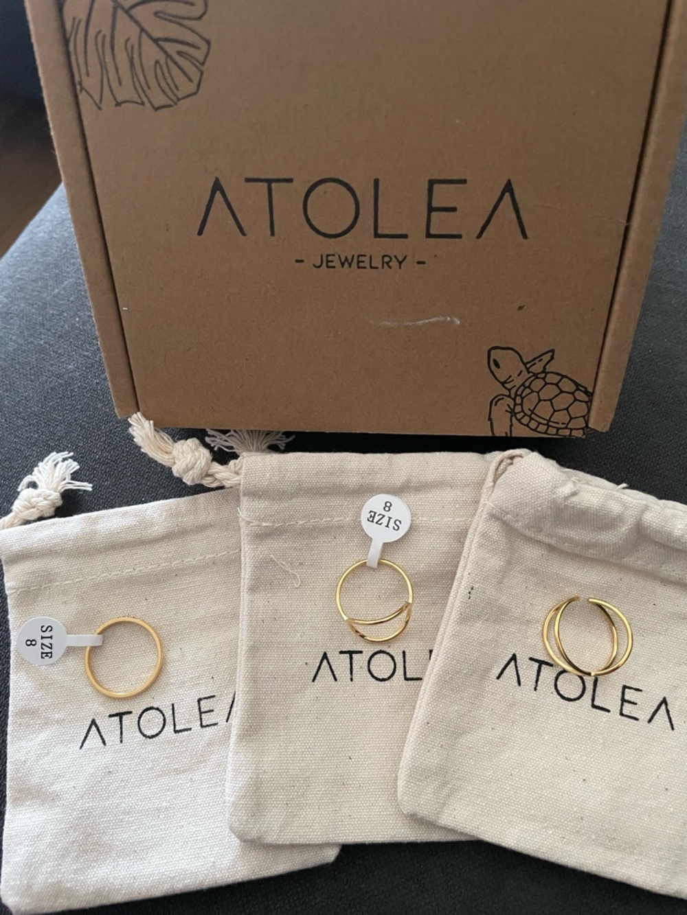 New Atolea Gold Tone Tarnish Free Rings - Set of 3 size 8